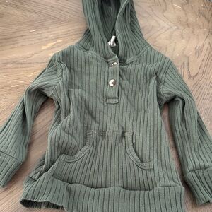 kate quinn Olive Green Ribbed Hoodie Tee - Long Sleeve